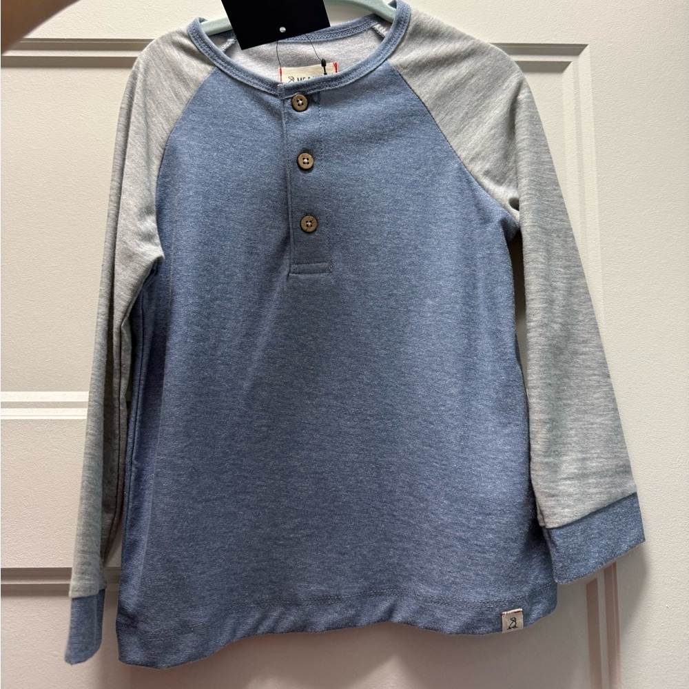 Stylish Blue and Gray Long Sleeve Tee for Kids